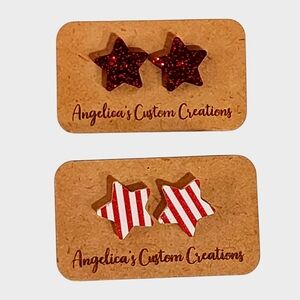 Patriotic Star Acrylic Stud Earrings – 2-Pack